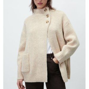 NWT ZARA BUTTONED COLLAR KNIT CARDIGAN